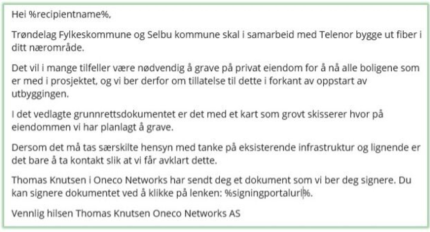 FIBERUTBYGGING TELENOR I SELBU